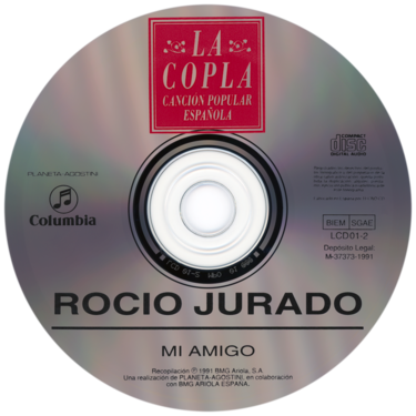 Carátula del disco óptico del CD «Mi amigo - La Copla. Canción popular española»