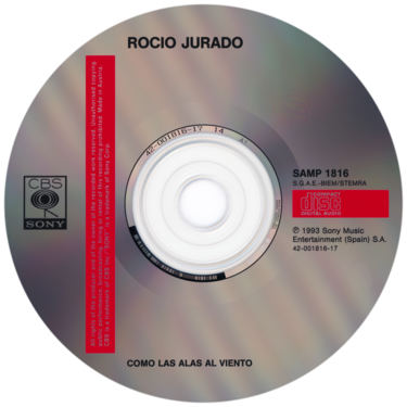 Carátula del disco óptico del CD single «Como alas al viento»