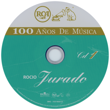 Carátula del disco óptico del CD 1 «Rocío Jurado - RCA 100 años de música»