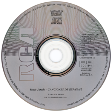Carátula del disco óptico del CD single «Canciones de España 2»