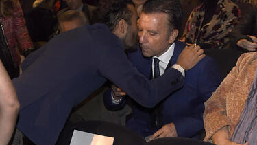 Fidel Albiac y José Ortega Cano en la presentación del sello Rocío Jurado.