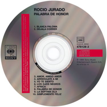 Carátula del disco óptico del CD «Palabra de honor»