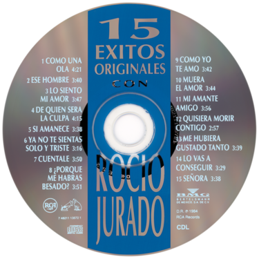 Carátula del disco óptico del CD «15 éxitos originales»