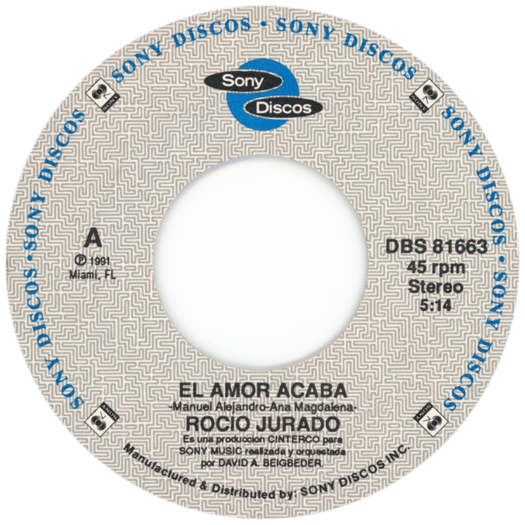 Carátula frontal del álbum single «El amor acaba», lado A
