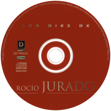 Carátula del disco óptico del CD «Los diez de Rocío Jurado»