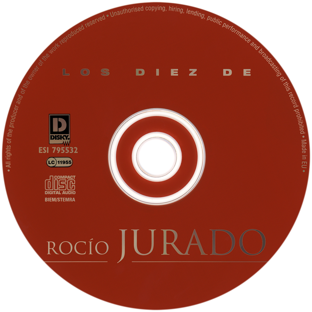 Carátula del disco óptico del CD «Los diez de Rocío Jurado»