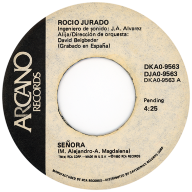 Etiqueta del vinilo single «Señora», lado A