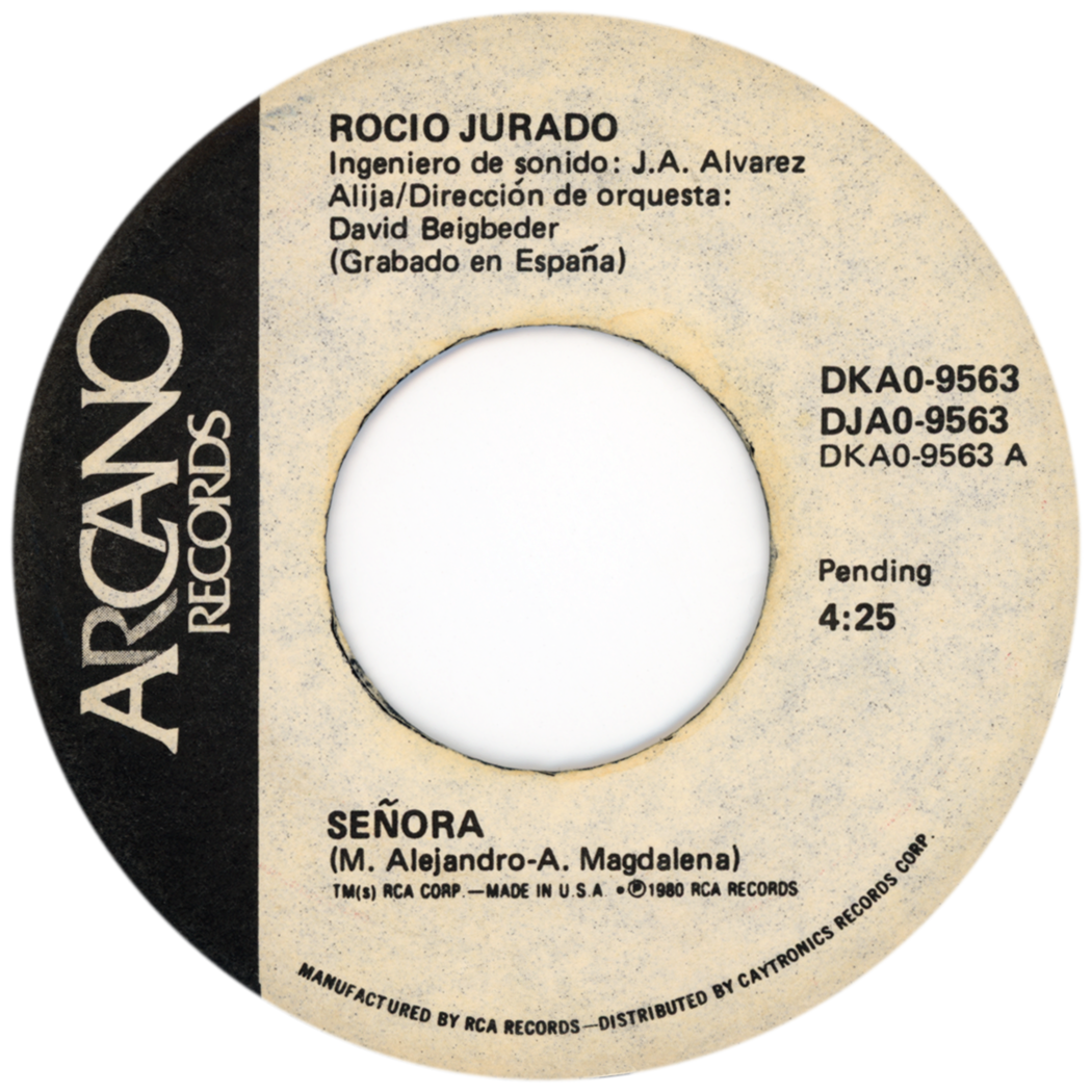Etiqueta del vinilo single «Señora», lado A