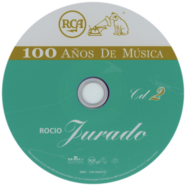 Carátula del disco óptico del CD 2 «Rocío Jurado - RCA 100 años de música»