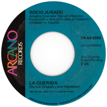Etiqueta del vinilo single «A que no te vas», lado B