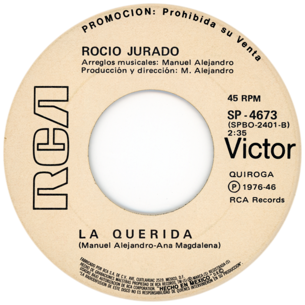 Etiqueta del vinilo single «A que no te vas», lado B