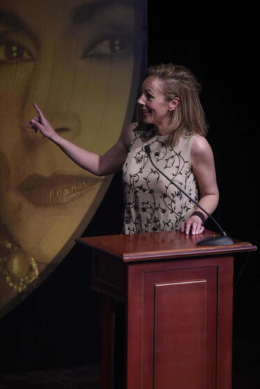 Rocío Carrasco durante la presentación del sello Rocío Jurado.