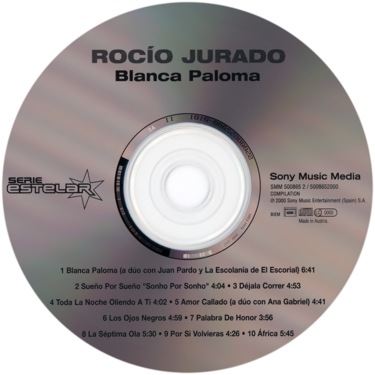 Carátula del disco óptico del CD «Blanca Paloma»