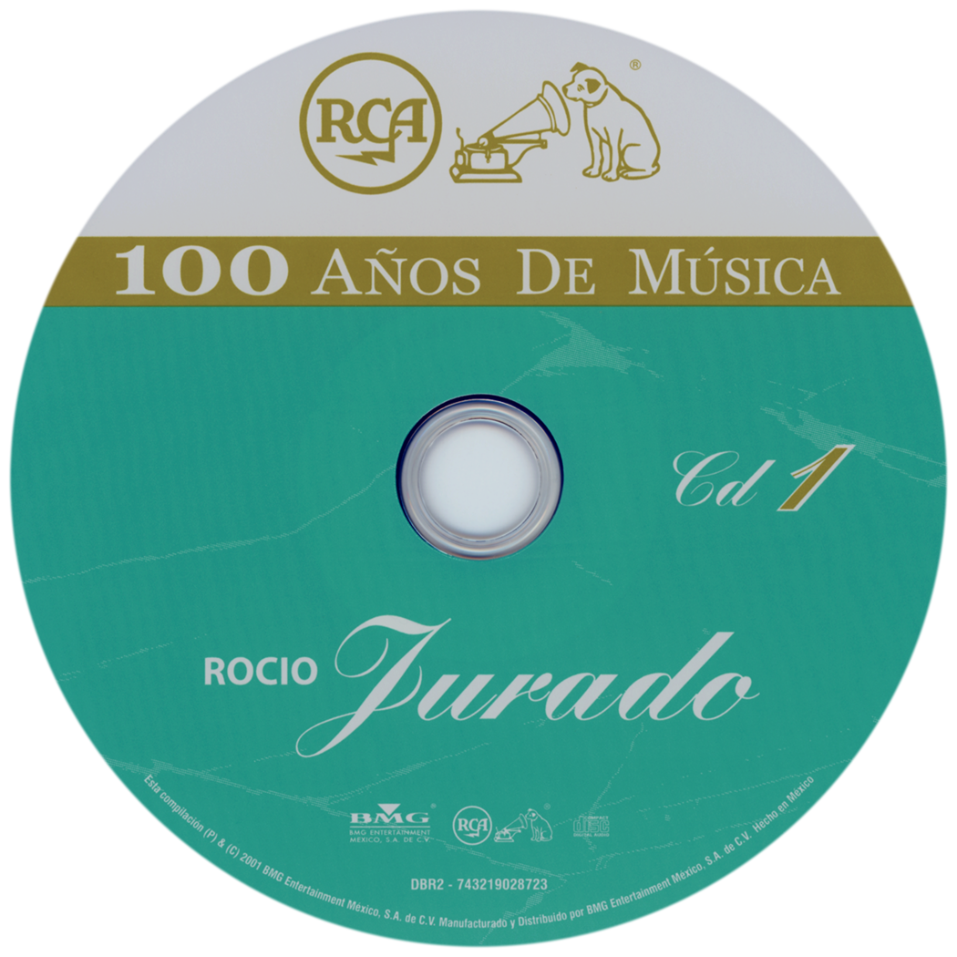 Carátula del disco óptico del CD 1 «Rocío Jurado - RCA 100 años de música»