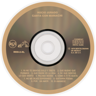 Carátula del disco óptico del álbum «Rocío Jurado canta con mariachi»