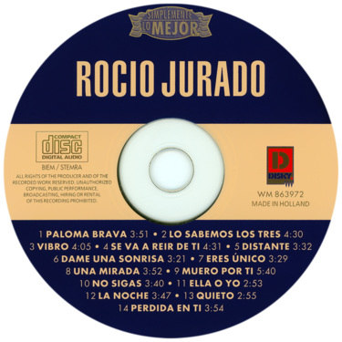 Carátula del disco óptico del CD «Simplemente lo mejor»