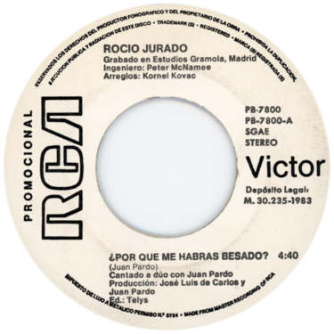 Etiqueta del vinilo single «¿Por qué me habrás besado?», lado A