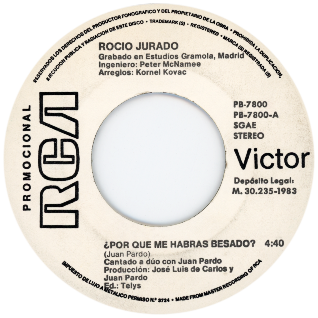 Etiqueta del vinilo single «¿Por qué me habrás besado?», lado A