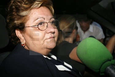 Conchi, hermana de Ortega Cano, a su salida del domicilio de Rocío Jurado