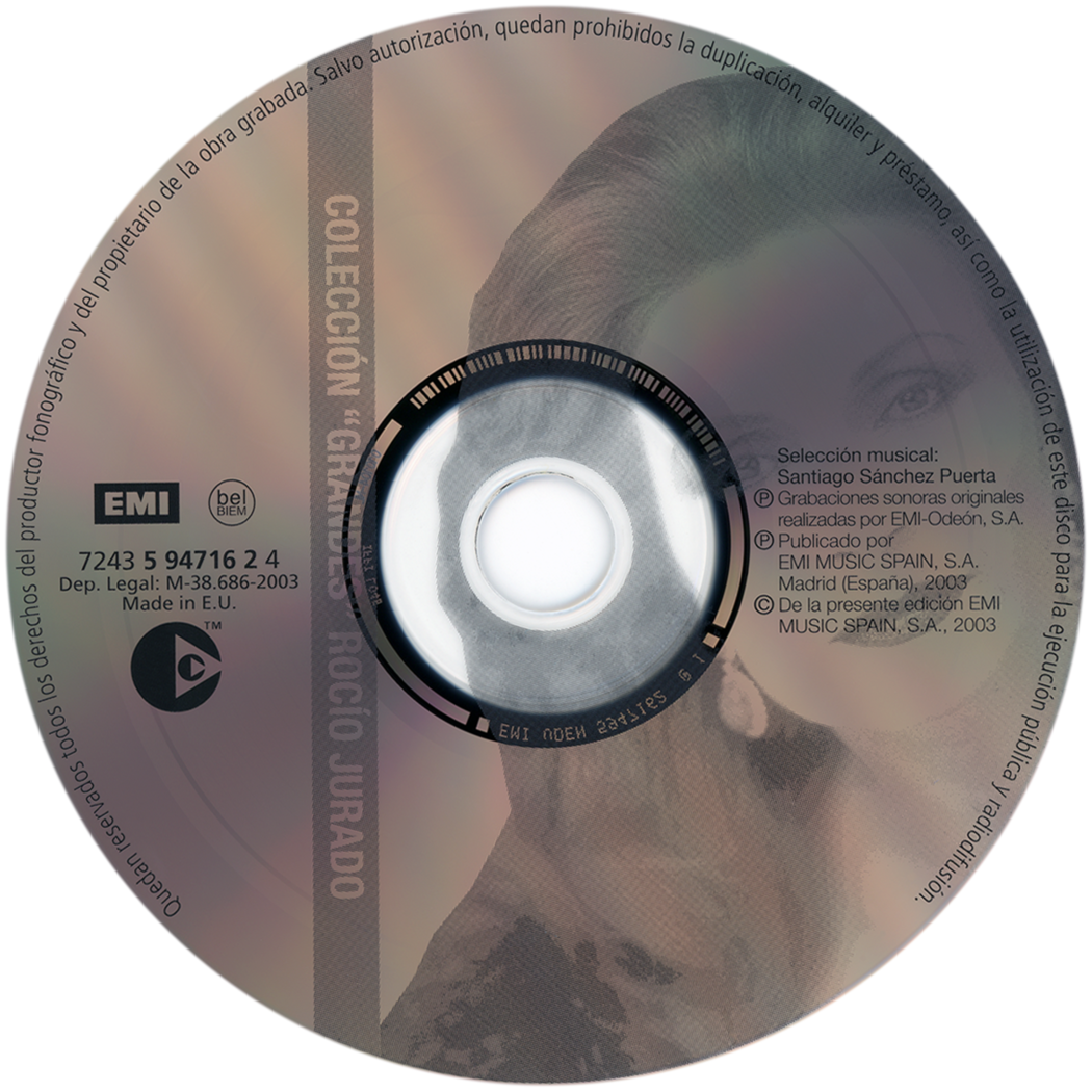 Carátula del disco óptico del CD «Rocío Jurado - Colección Grandes»